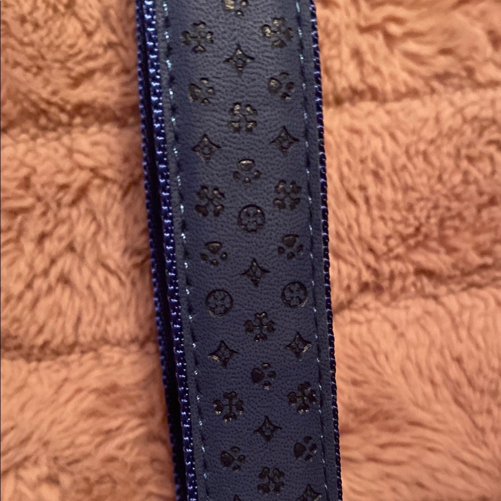 Stylish Blue Monogram Large Dog Collar